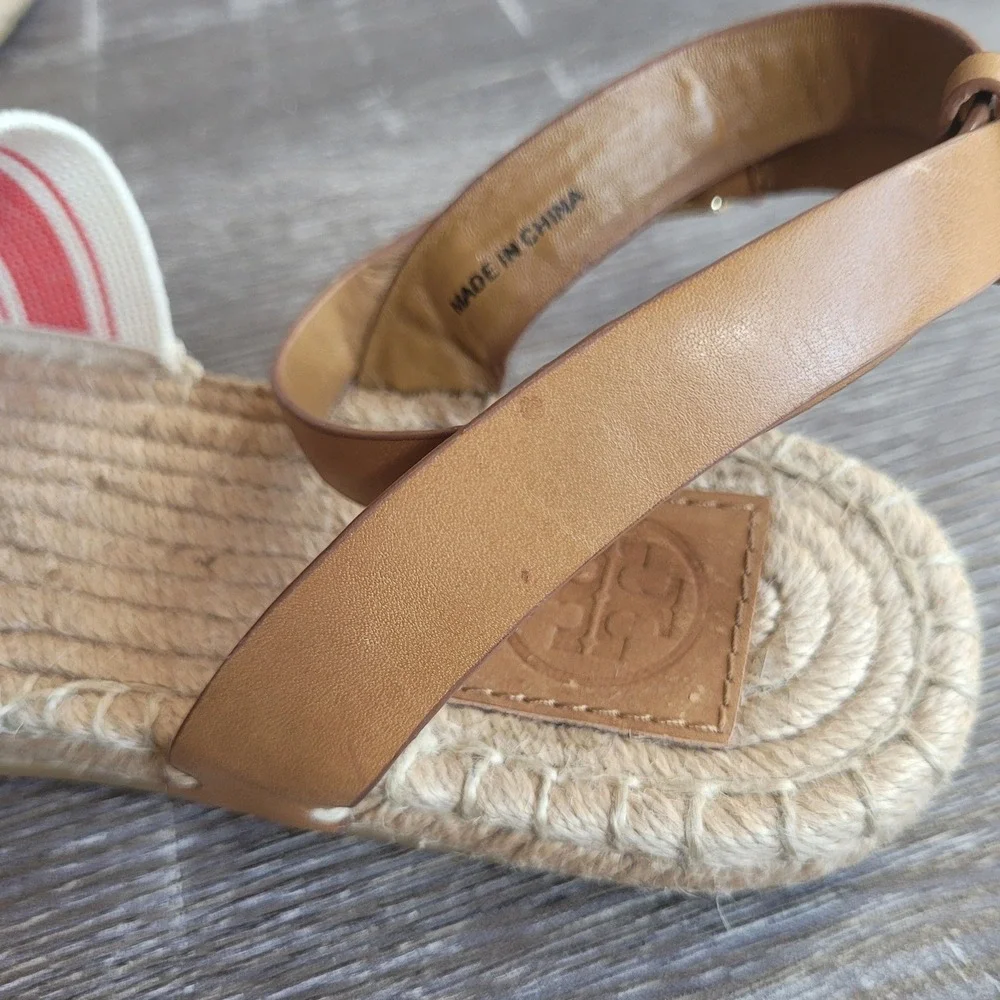 TORY BURCH 10 Elastic Awning Stripe Espadrille Sandal Women